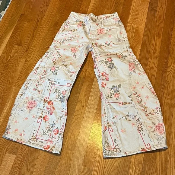 We The Free Eden Printed High Slouchy Flare Jeans Size 24S NWT - Picture 5 of 13